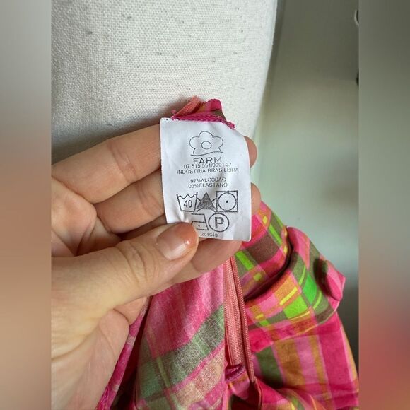 Vintage Y2K Farm Rio Coquette Girl Barbiecore Pink & Green Plaid Skirt with Bow - Picture 11 of 12